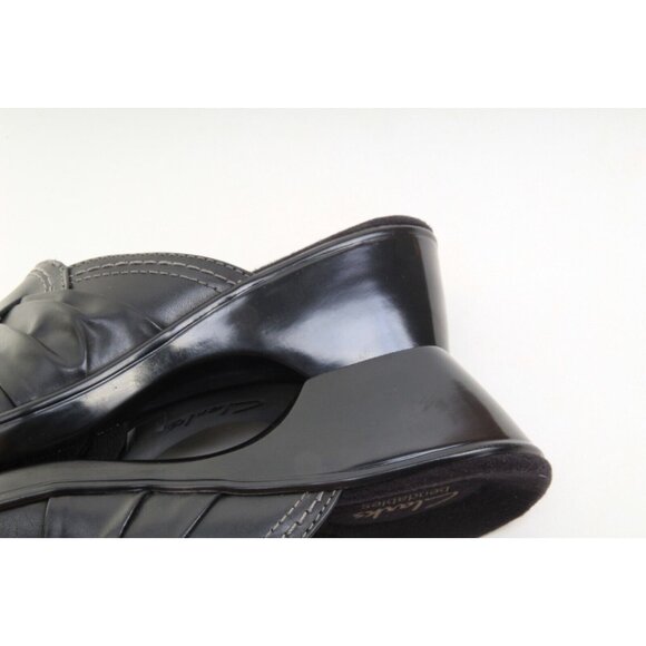 NWOB Clarks Bendables Slip On Slides Comfort Leather Black Mules Women's Sz 9 - Picture 11 of 13